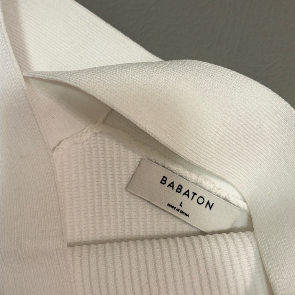 Aritzia Babaton Dress Mini NWT Sculpt Knit Cross Ribbed Halter White size Large - Picture 7 of 14